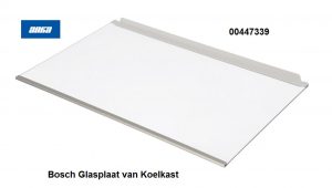 Bosch  Koelkast Glasplaat met Strip 470x302mm 00447339,Bosch  Koelkast Glasplaat,Bosch Koelkast Onderdelen ,Bosch  Glasplaat van Koelkast