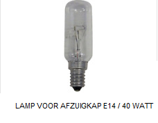 LAMP VOOR AFZUIGKAP E14 / 40 WATT, verkrijgbaar bij Anka