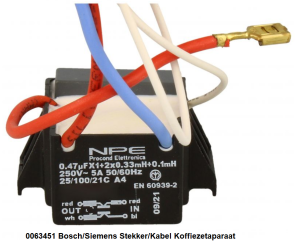 0063451 Bosch/Siemens Stekker/Kabel Koffiezetapparaat verkrijgbaar bij ANKA