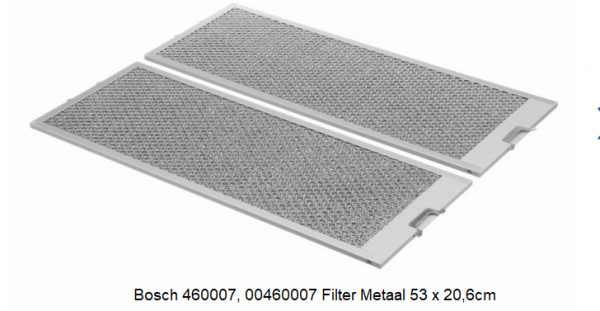 Bosch 460007, 00460007 Filter Metaal 53 x 20,6cm verkrijgbaar bij Anka